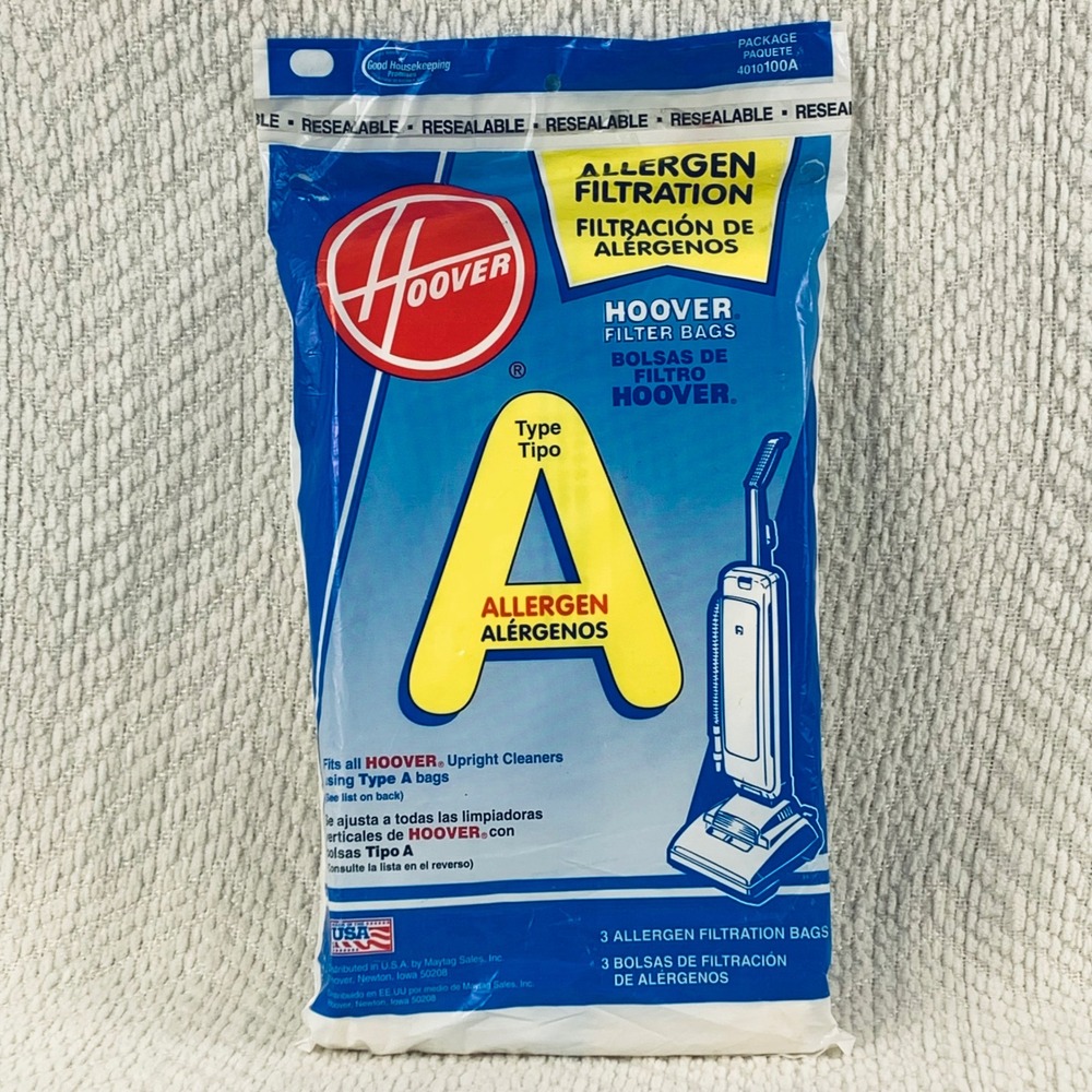 Hoover‎ Type A Allergen Filtration Vacuum Cleaner Bags 3 Count Package 4010100A